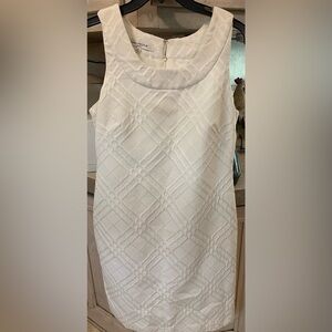 Evan Picone Cream Sheath Dress Scoop Neck Sleeveless